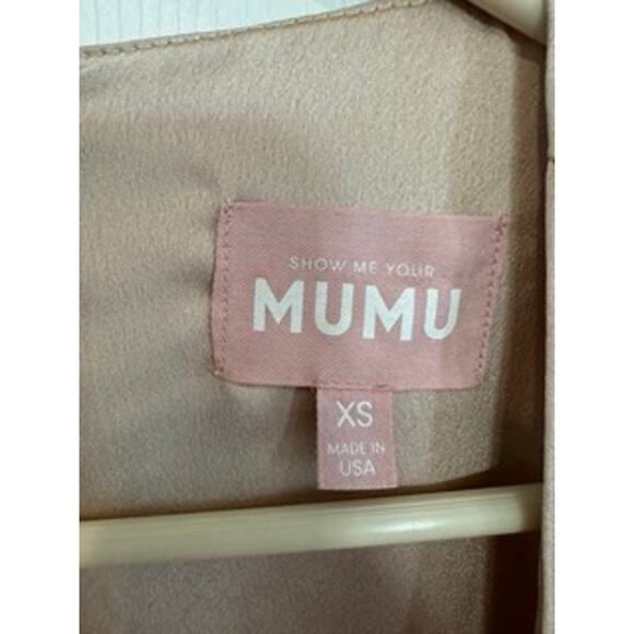 Show Me Your Mumu Satin Twist Front Maxi Dress Short Sleeve Champagne XS - Picture 8 of 10